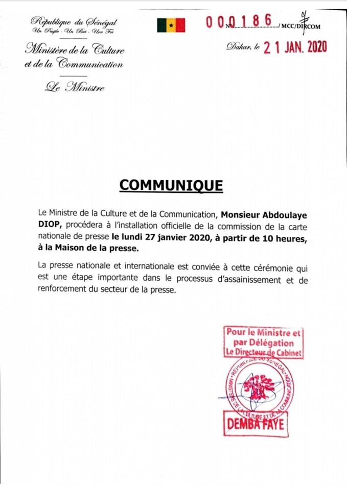 (Document) La commission de la Carte nationale de Presse sera installée ...