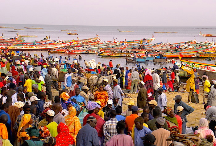 Quai de pêche de Mbour : une pirogue avec 20 personnes à bord débarque