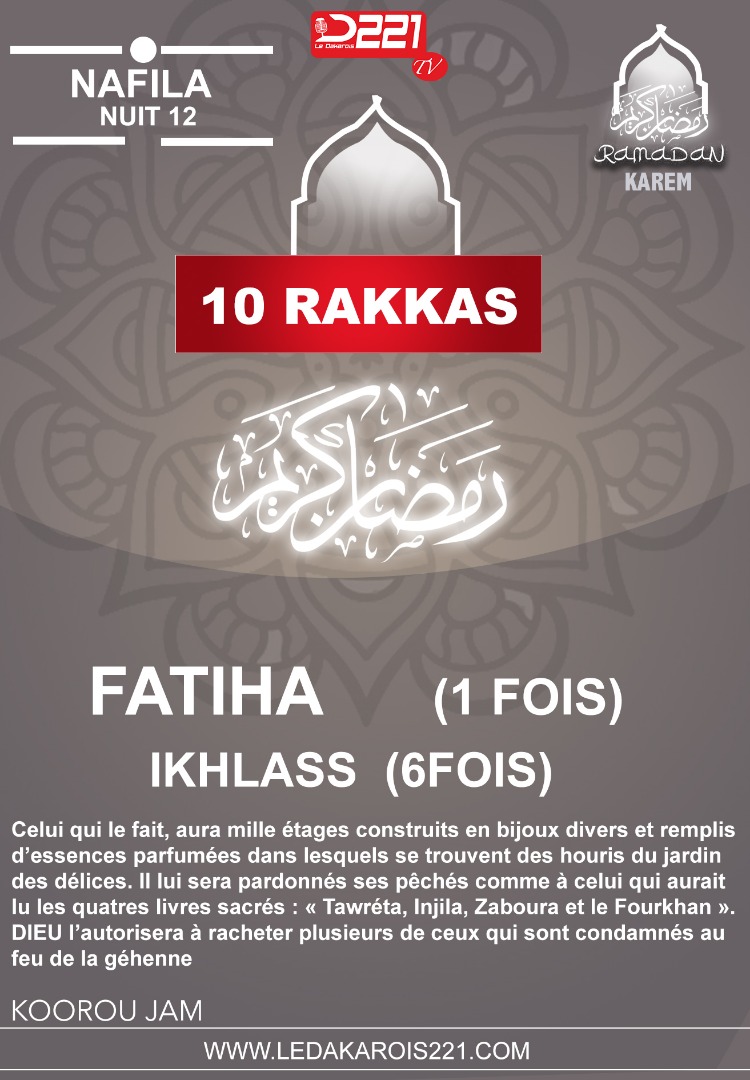 Infos Ramadan 2020 : Nafila 10ième nuit