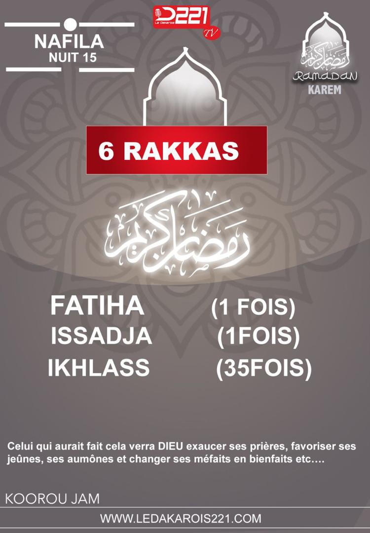 Infos Ramadan 2020 : Nafila 15ième nuit