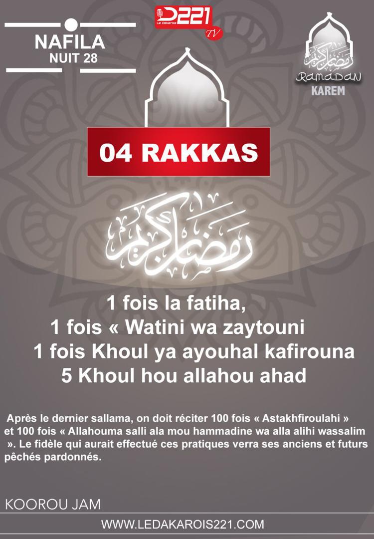 Infos Ramadan 2020 : Nafila 28ième nuit