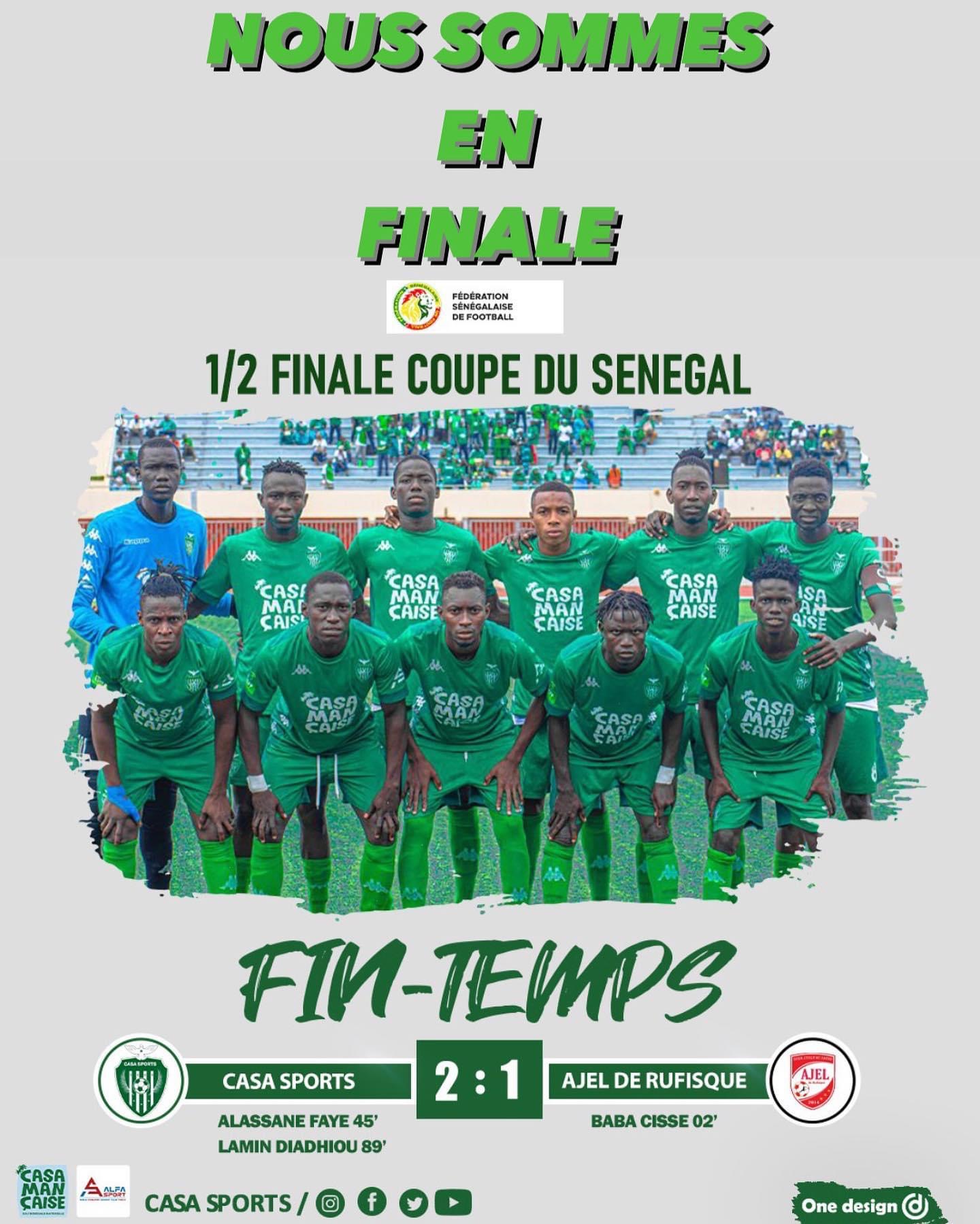Le Casa Sports dompte l’AJEL dans la douleur et se  qualifie en finale de la Coupe du Sénégal
