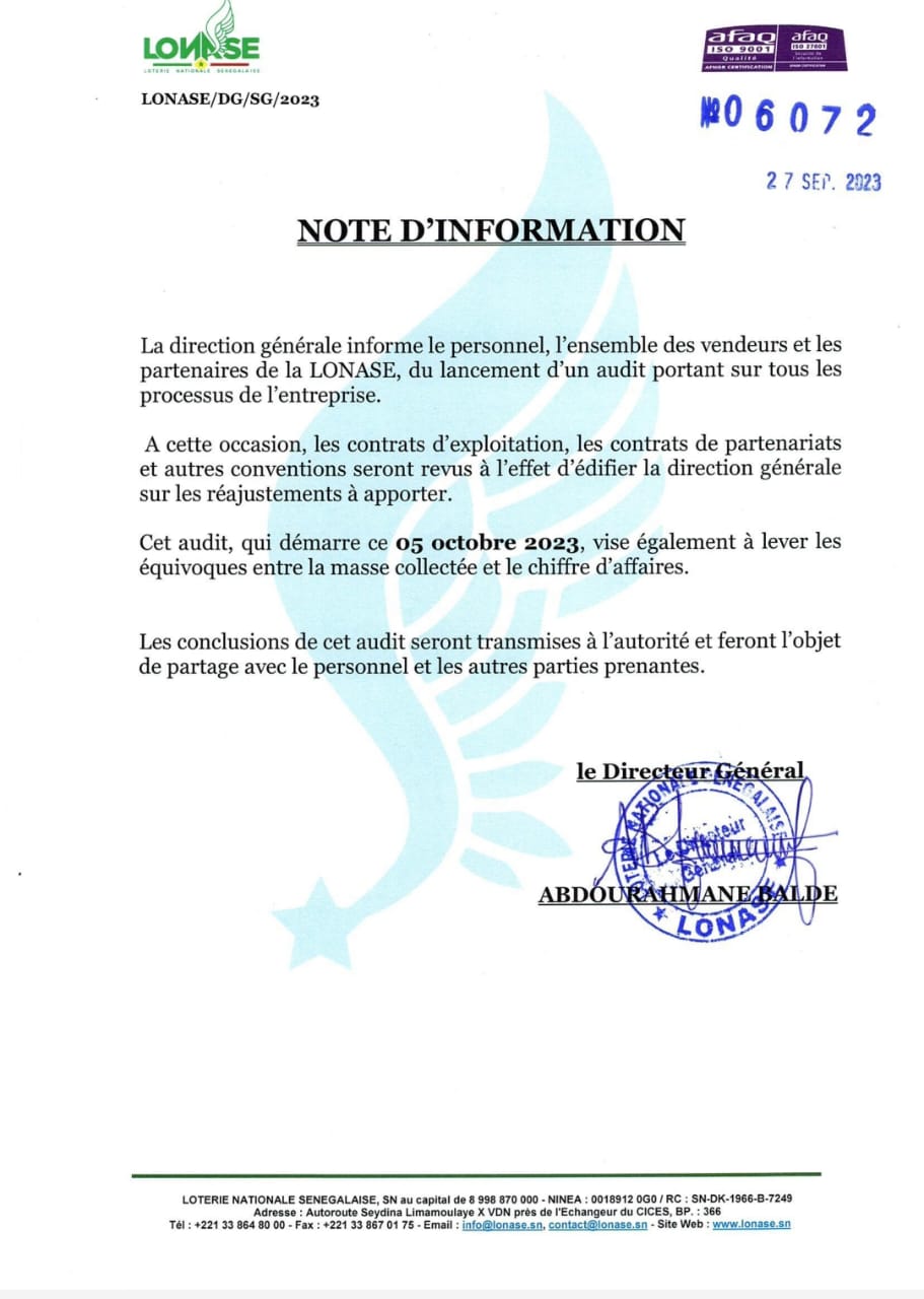 Lonase: Le nouveau DG Abdourahmane Baldé annonce un audit de la gestion de Lat Diop