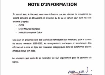 (Documen) – UCAD: reprise des cours en présentiel en dehors du temple du savoir.