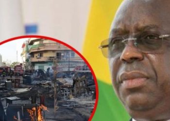 Ziguinchor :Incendie du marché Boucotte Macky Sall remet une enveloppe de 50 millions et 10 t de riz aux victimes