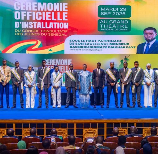 e Président de la République, Son Excellence Monsieur Bassirou Diomaye Faye à a cérémonie officielle d'installation du Conseil consultatif des Jeunes du Sénégal.