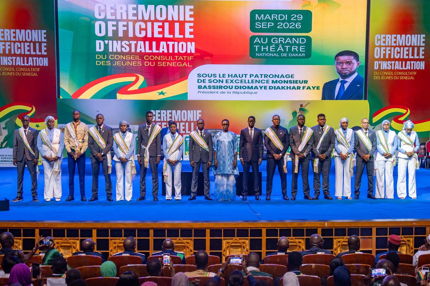 e Président de la République, Son Excellence Monsieur Bassirou Diomaye Faye à a cérémonie officielle d'installation du Conseil consultatif des Jeunes du Sénégal.